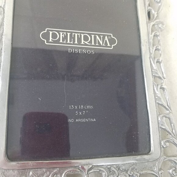 Peltre Antique Silver Picture Frame 5x7 Ornate Scrollwork Design Argentina - Picture 4 of 8